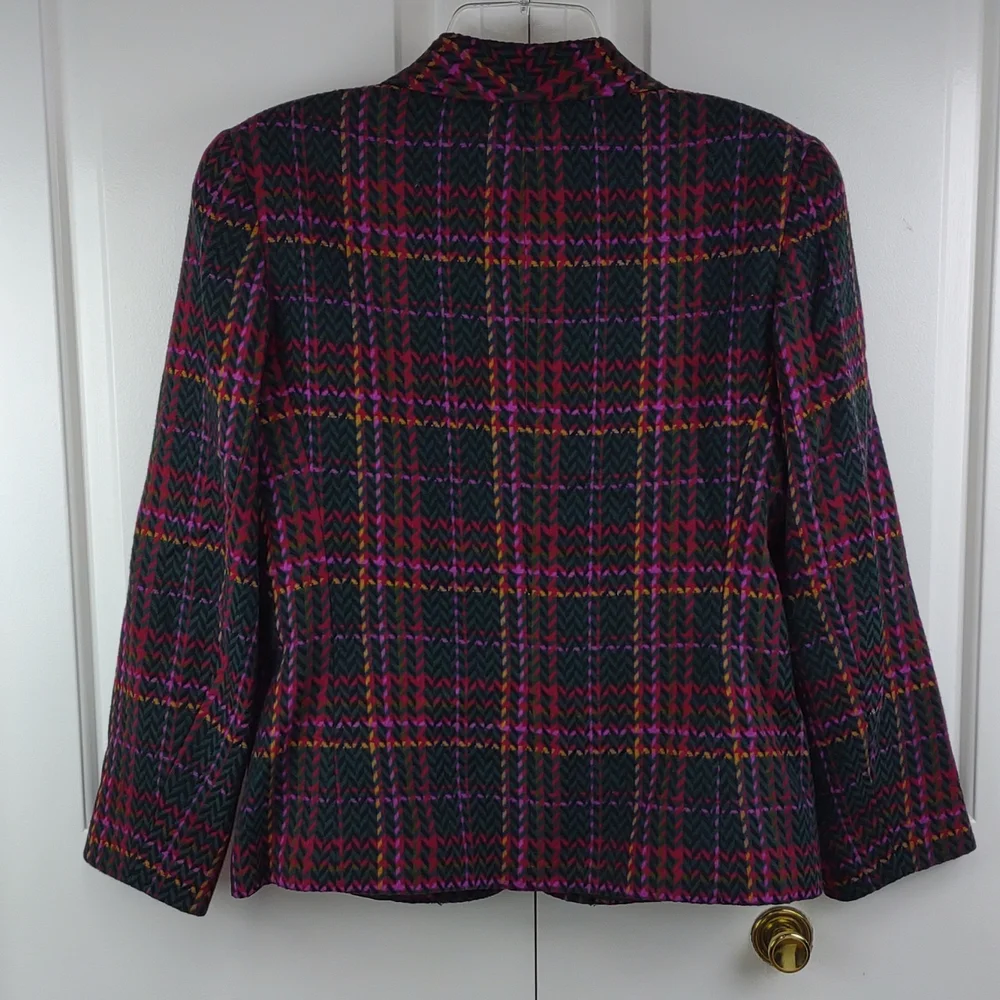 Pendleton Petite 100% Wool Fully Lined Single Button LS Plaid Blazer Jacket Sz 6 - Picture 11 of 12